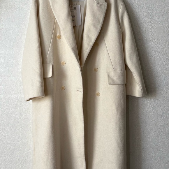 Zara Women's Ivory Double-Breasted Trench Coat - Picture 9 of 12